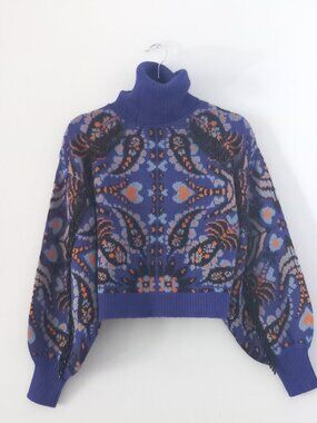 FARM RIO Anthropologie Martina Sequin Sweater Turtleneck